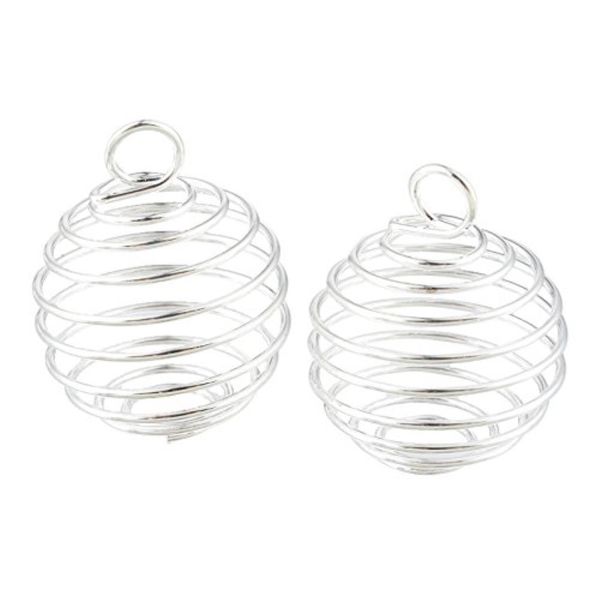 Cages de perles en spirale plaquée en argent Charmes Résultats des pendentifs