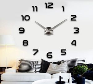 Pointeur en argent nouvelle horloge murale horloges reloj de pared montre 3d bricolage acrylique miroir autocollants Quartz moderne décoration de la maison T200606559416