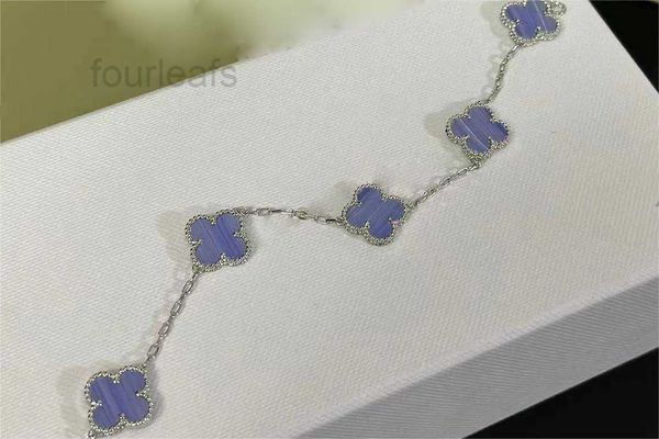 Argent violet Cleef Van trèfle à quatre feuilles Bracelet marque de luxe amour charme pour femmes violet clair pierre Bling diamant Turquie cohérent Tennis Nai