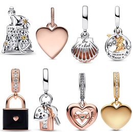 Zilveren rode diamant liefde kralen charmes armband vrouwen diy fit pandora stijl armband valentijnsdag nieuwe muis hanger ontwerper sieraden cadeau