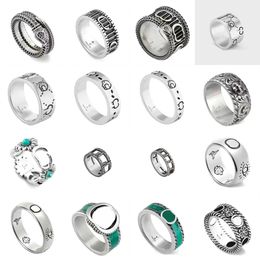 Anillos de plata de ley 925 Retro para hombre, anillo de banda de calavera de diseñador de lujo para hombre y mujer, anillos de serpiente de flor de compromiso g, joyería para mujer