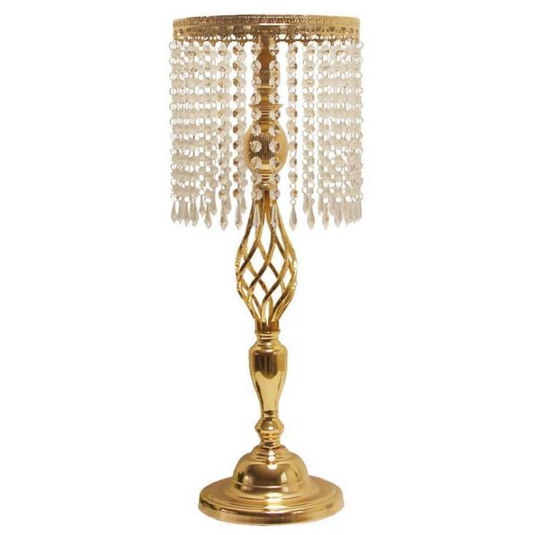 / Rhinestone de plata Candelabros Soporte de vela de oro Tabla de la mesa de la pieza de la pieza del sistema de la navaja de cristal Candillosa de la boda Decoración de la boda al por mayor