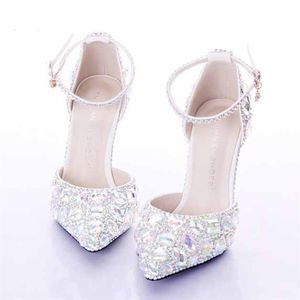 Zilver Strass Midden Hak Trouwschoenen Sapatos Femininos Vrouwen Party Prom Schoenen Valentine Crystal Pumps Bruidsmeisje Shoes258w