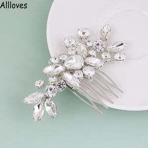 Argent Strass Peignes De Cheveux De Mariée Coiffes Pour Les Mariées De Mariage Chapeaux Épingles À Cheveux Cristal Brillant Femmes Bandeau Formel Accessoires De Cheveux CL0916