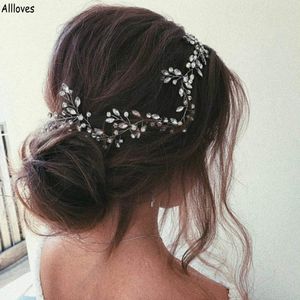 Argent strass longs coiffures de mariée bandeau pour mariage Bling femmes accessoires de cheveux pour fête de mariage chapeaux cadeau bijoux dames CL2141