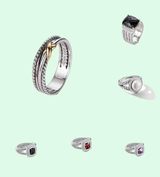 Silver Anneaux Thai Dy plaqués Ed TwoColor Sells Cross Black Ring Women Fashion Platinum Jewelry3533657