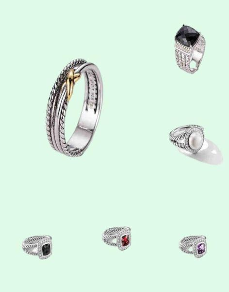 Silver Anneaux Thai Dy plaqués Ed TwoColor Sells Cross Black Ring Women Fashion Platinum Jewelry6378853