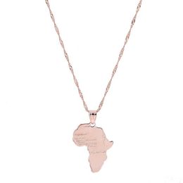 Ожерелье с подвеской в виде карты Африки, розовое золото, хип-хоп, карта Африки288A