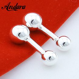 Boutons de manchette de chemise de boule ronde en argent 925 bouton de manchette de couleur argentée bijoux de mode femmes homme cadeau