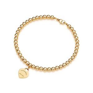 Zilveren ronde kraal hartvormige tiffanyjewelry armband vrouwelijk verdikte bodemplating voor vriendin souvenir cadeau mode charme sieraden 320