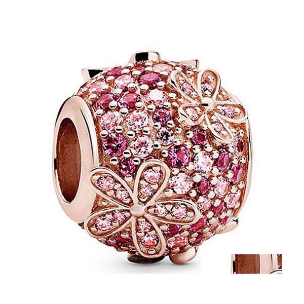 Plata S925 Sterling Sier Jewelry Diy Flower Beads Se adapta al estilo Pandora Charm para pulseras European Rose Gold Bracelet Collier 2255 D Dhmue