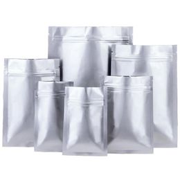 Zilveren Self Sealing Retail Bag Revealable Aluminium Folie Tas Geur Proof Voedsel Opbergtas Platte Bodem Zipper Pakket Pouch
