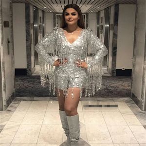 Zilveren pailletten korte prom jurk sparkle 2023 jumpsuit glitter avond outfits Japanse Koreaanse cocktail afstuderen feest slijtage vestidos de fiesta formele gelegenheid