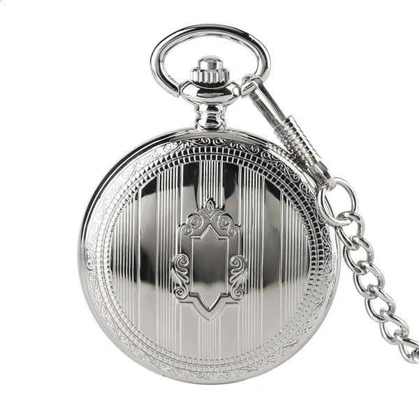 Silver Shield Automatic Mécanique Pocke Regarder les chiffres arabes Afficher les cadeaux masculins de pendentif autonome 240327