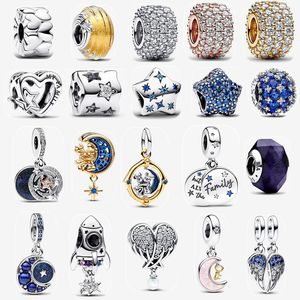 Estrella fugaz de plata Ranurado Murano Glass Charm DIY fit Pandoras Pulsera para mujer diseñador Collar Colgante regalos de vacaciones Joyería de Navidad con caja al por mayor