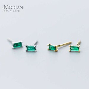 Silette petite boucles d'oreilles en zircon vert minuscule 100% 925 sterling émeraude coupé cristal goujons oreille pour femmes bijoux 210707