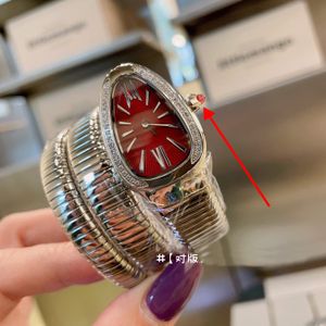 Silver Snake Bekijk twee ronden voor vrouwen van topkwaliteit Quartz -beweging Titanium stalen kas band handgemaakte details consistent met tegenproducten Bracelet Watch 005