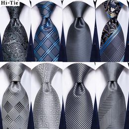 Cravate de nouveauté florale solide en argent pour hommes Silk Wedding Handkky Couffe de bouclage Set Fashion Designer Business Party Dropshipping