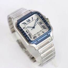 Montres de luxe carrées argentées 40mm 904L boîtier en acier inoxydable cadran blanc AsiaETA 2836 montre étanche automatique mode montre-bracelet pour hommes avec boîtes