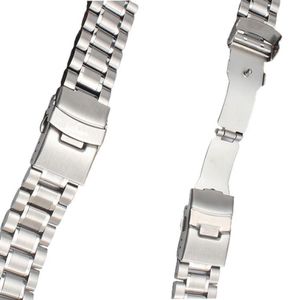 Zilveren roestvrijstalen horlogebanden armband 18 mm 20 mm 22 mm Solid Metal Watch Band Men Strap Accessories5731454