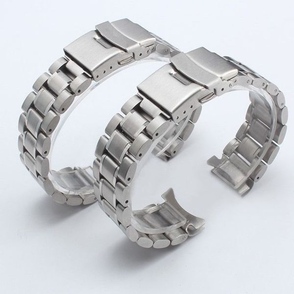 Bracelets de montre en acier inoxydable argenté, 18mm, 20mm, 22mm, en métal massif, accessoires pour hommes, 290y