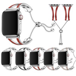 Zilveren Staniless stalen armband horlogeband voor Apple Watch-serie 12345678SE Smart Band-bandjes Vervangende accessoires Horlogepolsbandjes