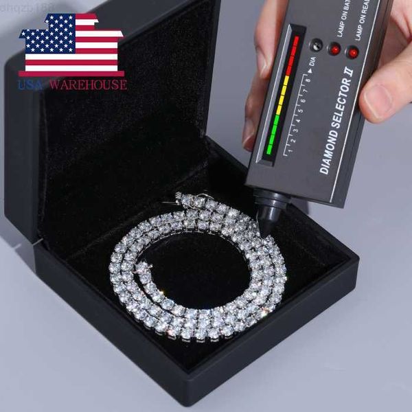 Silver Tennis Fast Chain Days Out 925 Sterling 7 Livraison Diamond Pass Vvs Diamond Moissanite Tester Iced Cluster Collier Fnbxl