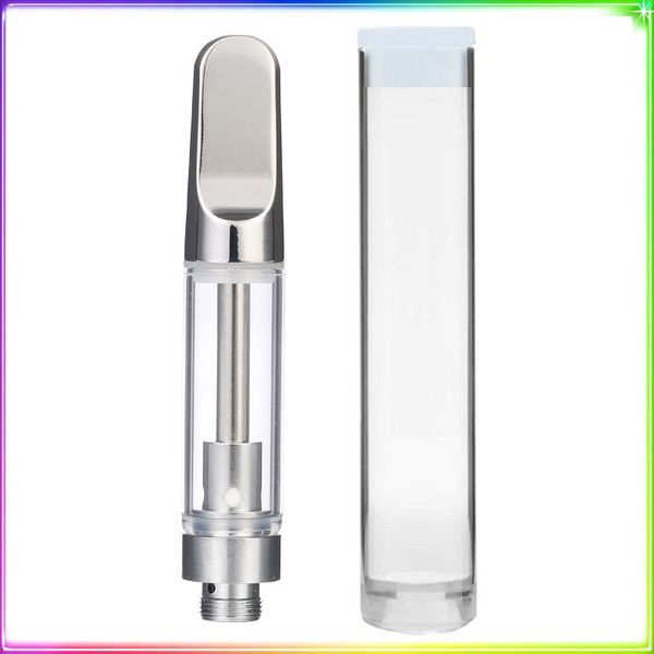 Argent TH205 Atomiseur Avec Tube En Plastique Chrome Métal Céramique Verre Cartouches Vape 0.5ml 0.8ml 1.0ml 510 Fil Chariots Vides