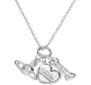 Zilver drie hanger bot liefde Saturn Necklace01234561069524