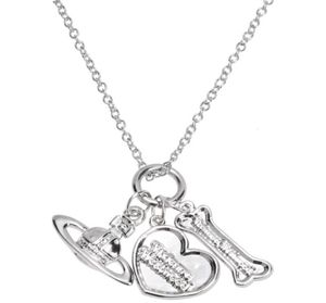 Zilver drie hangdoekbot Love Saturn Necklace01234569797051