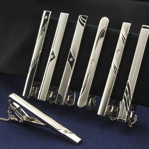 Clips de corbata plateados, 42 colores, 5,5x0,6 CM, clip de negocios para hombres, Clip de corbata de metal para corbata, Clip de corbata para padre, regalo de Navidad, envío gratis