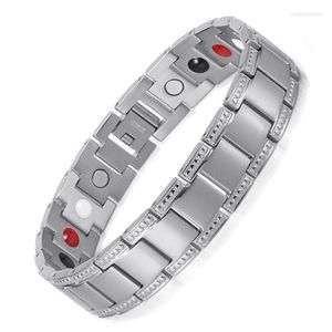 Argent Titane Bracelet Équilibre Énergie Guérison Ions Négatifs Puissance Magnétique Hommes Lien Chaîne Cadeau