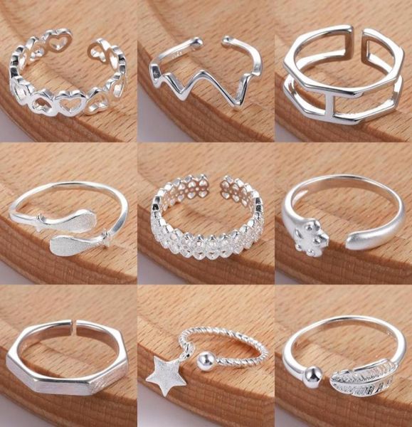 Anillos de dedo de plata para Mujer, anillo de dedo nudillo, Anillos ajustables para Mujer, accesorios para pies de playa Bohemia, joyería Retro 4010223