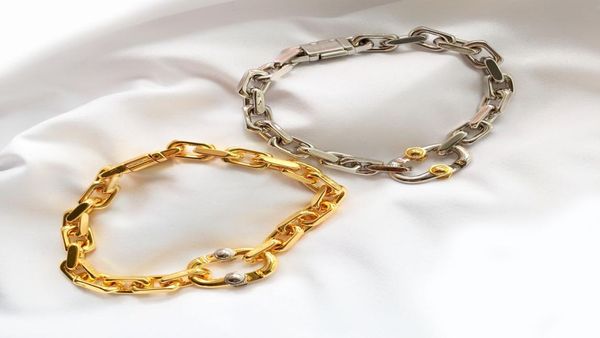 Par de plata brazalete personalizado pulsera de oro cadena de eslabones Delgado Grueso En forma de U Amor Diseñador relojes mujeres hombres pareja moda desi7231045
