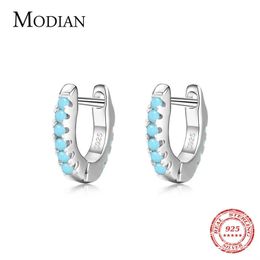 Argent Turquoise minuscule boucle d'oreille mode 925 Sterling exquis petit cerceau boucles d'oreilles pour les femmes Gir déclaration bijoux 210707