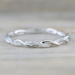 Zilveren Twist Ringen voor Vrouwen Meisjes Minnaar Zusters Verloving Bruiloft Belofte Sieraden voor Moederdag Valentijnsdag Vriendschap