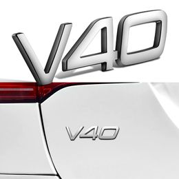 Silver V40 Logo Emblem Badge Sticker Car Trunk Sticker voor Volvo V40 XC90 XC60 V90 S80 S60 S70 S90 S90 V60 T4 T4 T6 T8 Volvo Sticker240R