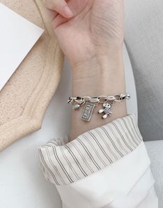 Pulsera de cadena con colgante de cabeza de pez y dólar de caballo Vintage de plata, diseño único para mujer, moneda de moda al por mayor