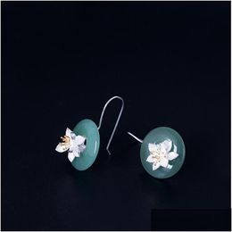 Argent Vintage Style Asymétrique Fleur De Prunier Feuille Boucles D'oreilles New Authentique 925 Sterling Sier Longue Boucle D'oreille Pour Les Femmes Fine Jewelry Dhkyn