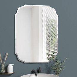 Espejo de pared plateado con borde biselado, espejo sin marco para baño, tocador, dormitorio, espejo rectangular de 18.0 x 24.0 in