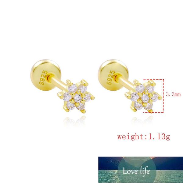 Argent blanc Moonmory Sterling Zircon fleurs perle boucle d'oreille pour fille cadeau de noël vente plante minuscule Brincos bijoux