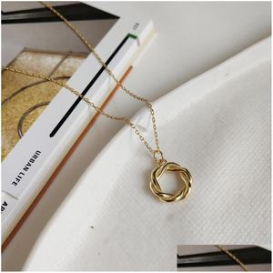 Zilveren vrouwen kettingen 925 sterling sier slinger hanger ketting nieuwe mode wit goud kleur holle twist geometrische cirkel drop de dh3ik