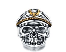 Silver World War II Soldat anniversaire pour hommes Anneaux Punk Rock Vintage Skull Ring Biker Men Bijoux8161208