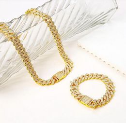 Silverhip Hop Bracelet de chaîne de liaison cubaine brillant Femmes hommes Gold Color Rhingestone Chain de chaîne glacée Bracelets Punk Bijoux de bracele