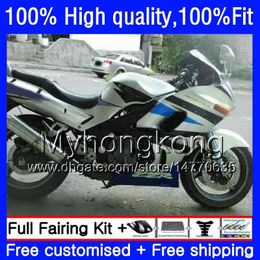 Silvery Blue Injectie OEM voor Kawasaki ZZR 400 600 ZZR400 93 94 95 96 97 98 99 54hm.75 ZZR-400 ZZR600 00 01 02 03 04 05 06 07 Fairing Kit