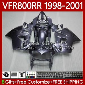 Silvery New Fackings Kit voor Honda Interceptor VFR800RR VFR 800RR 800 cc rr VFR800 98 99 00 01 Body 128NO.72 800CC VFR-800 RR 1998 1999 2000 2001 VFR800R 98-01 Carrosserie