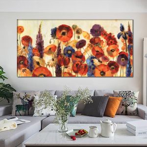 Muurdecor bloemen abstract kunst schilderijen vreugdevolle tuin canvas oliereproductie van hoge kwaliteit handgeschilderde moderne kunstwerken voor kantoordecoratie