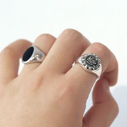 Silvology 925 sterling zilveren oog vintage dikke afbeelding hiërogliefen industriële stijl ringen voor vrouwen 2019 creatieve sieraden