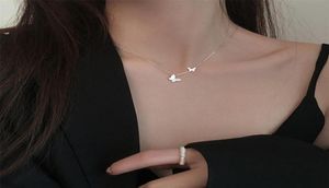 Silvologie 925 Sterling Silver Two Butterfly Necklace Micro Zirkon Elegant Light Luxury Pendant Necklace for Women Party Sieraden Q04286038