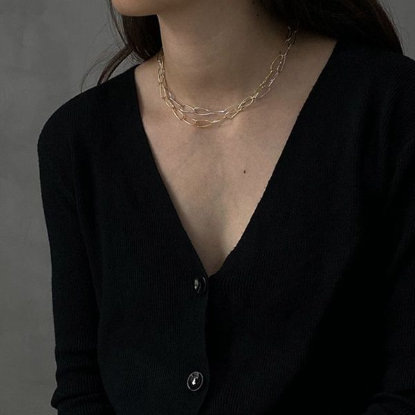 Collar de gargantilla de cadena ancha de Plata de Ley 925 de Silvology, collar de cadena corta elegante Simple para mujer, joyería minimalista 925 Q0531